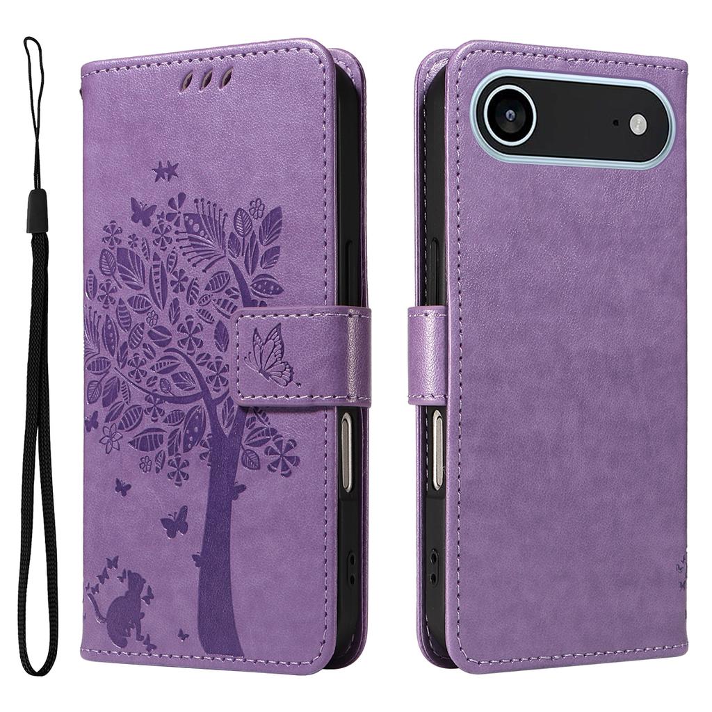 For iPhone 17 Air Phone Case with Stand Cat Tree Pattern Leather Wallet Mobile Cover