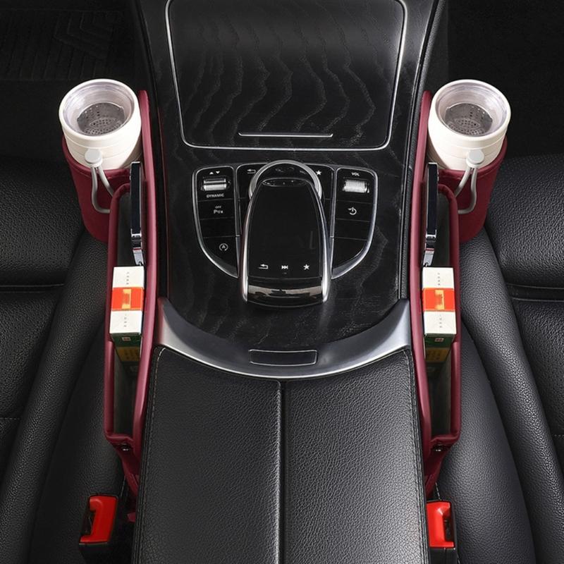 Car Seat Gaps Organizers, PU Leather Car Seat Gaps Filler Organizers Universal Adjustable Gaps Filler for Phone Cups