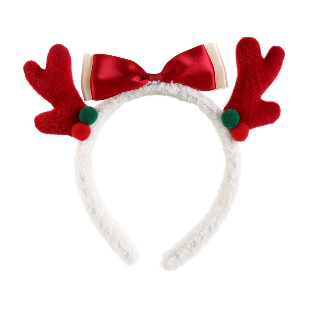 Trendy Plush Bowknot Hair Hoop Korean Style Head Wrap Christmas Hairband Elk Photo Props Christmas Headband Kids