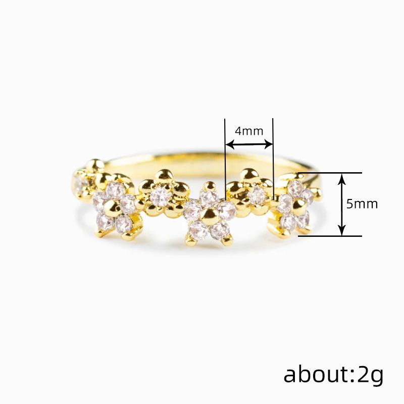 Huitan Aesthetic Women Ring Mini Flower Design Elegant Wedding Party Lady Accessories Inlaid Brilliant CZ Gold Color Jewelry