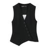 TAOP&ZA Women's Spring/Summer V-Neck Asymmetric Sleeveless Casual Vest