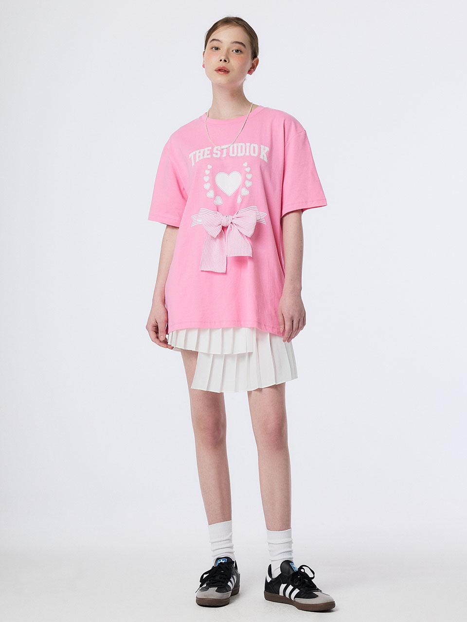 The Studio K Heart Logo Ribbon T-Shirt (Pink)