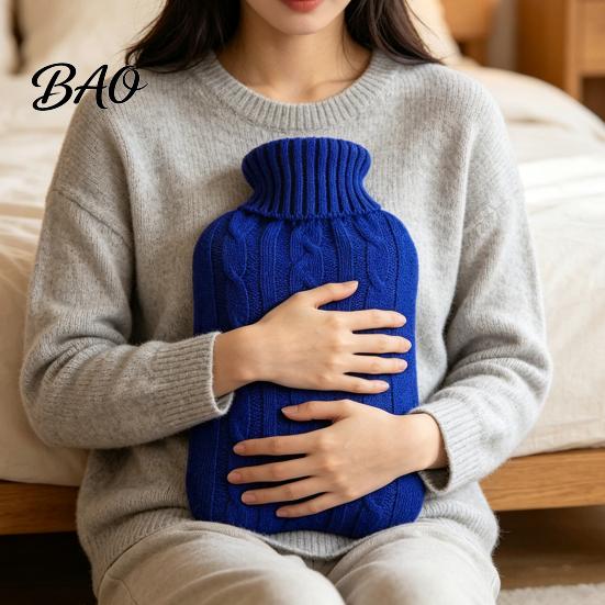Soft Cover Hot Water Bottle 2000ML with Knit Cover, Leakproof Rubber Bag Menstrual Cramp Relief for Pain Relief, Winter Warm Neck, Shoulder Back Women