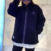 New Era Lamb Fleece Simple Color Block NY Embroidered Warm Stand Collar Jacket Unisex Jacket Black 12877416