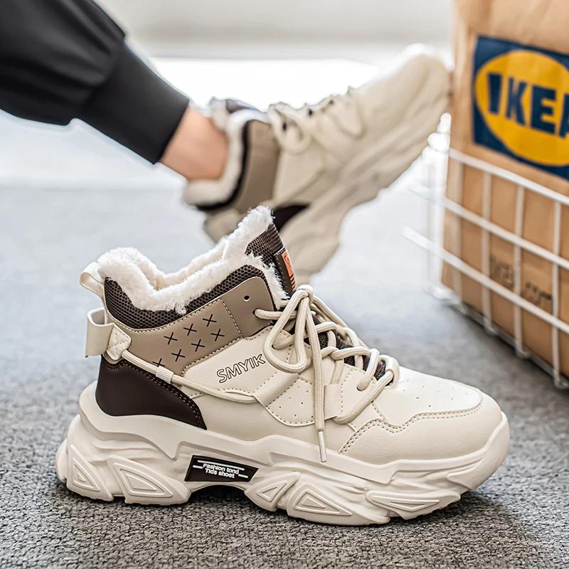 Men Boots 2024 New Winter Slippers Warm Men Shoes Waterproof Non-Slip Plush Sneakers Male Tenis Shoes Boots Men Sneakers Winter