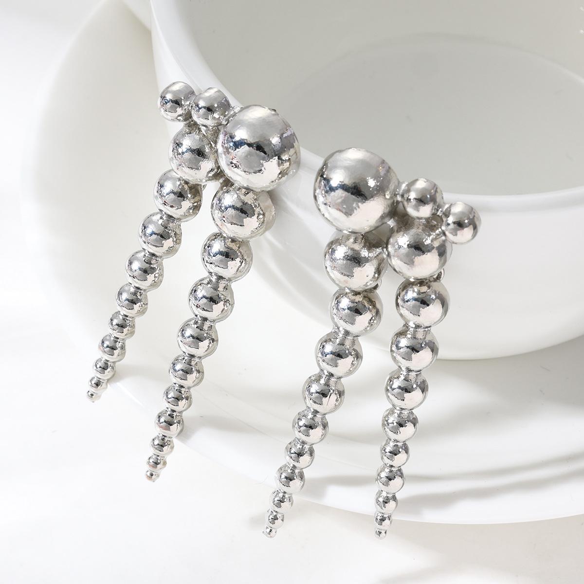 European Retro Geometric Tassel Earrings for Women серебряный