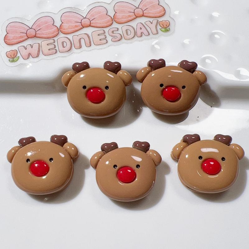 10 Pcs Cute Cartoon Christmas Deer Cookie Man Snowman Resin Scrapbook Diy Jewelry Wedding Children Gift Hairpin Accessories A57