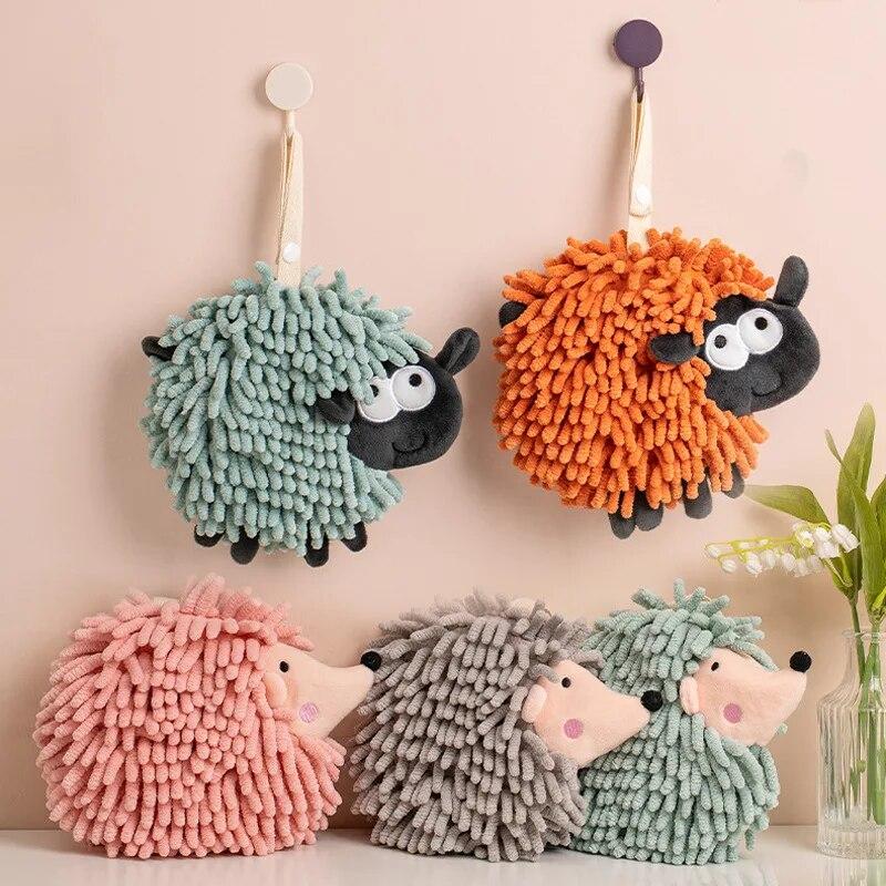 

Милое полотенце с изображением животных, подвесное полотенце для ванной комнаты с ягненком, мячик, кухонное впитывающее быстросохнущее полотенце