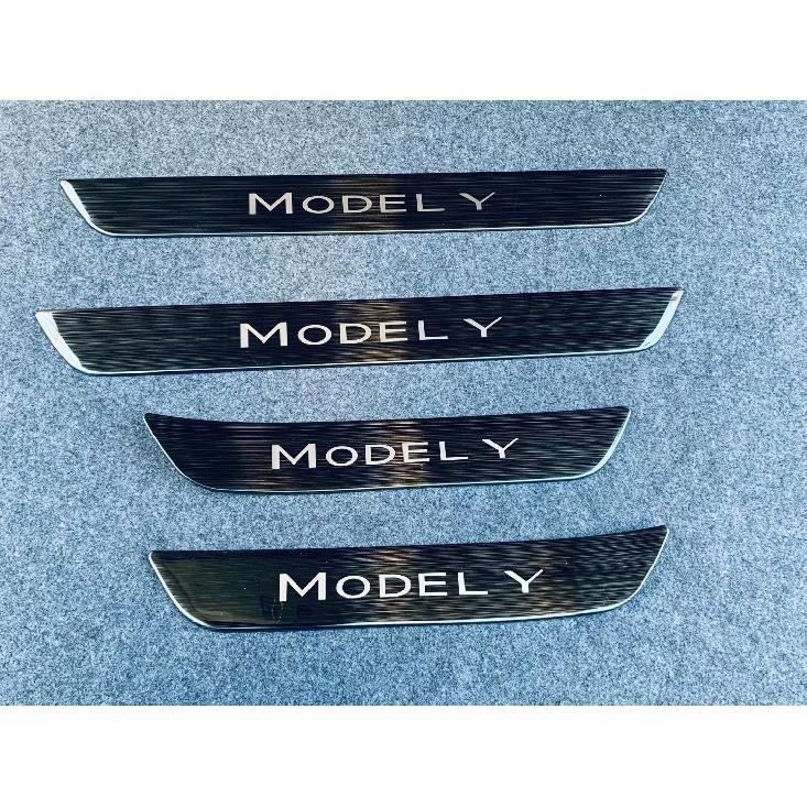 Für Tesla Modell Y Autozubehör Türschweller-Abnutzungs-Platten-Schutz Autoschwelle Kick-Aufkleber Styling Pedalschutz