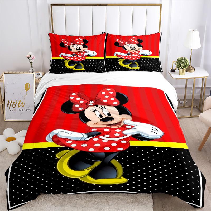 Minnie Mouse Celebration Print 3Pcs Bedding Setduvet Cover With 2 Bedropillowcase Home Birthday Gift