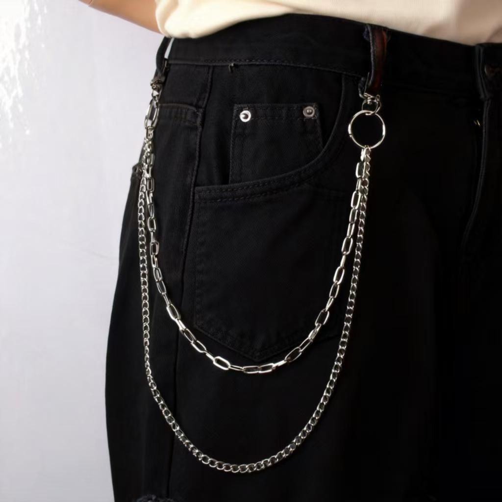Trendige doppelreihige Punk-Metallkette für Jeans - Hip-Hop-Partydekoration