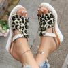 Fashion Fashion Leopard Print Wedge Sandals for Women Buckle Strap Slip On Platform Sandles Woman Summer Comfort Thick Sole Beach Shoes