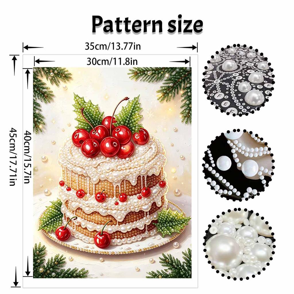 Christmas Pearl Painting Kit Handmade DIY Cherry Cake Home Decoration Painting