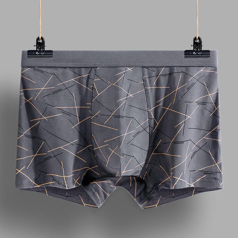 Men's 3D Printed Pure Cotton Boxer Briefs with U-Pouch, Mid-Waist.