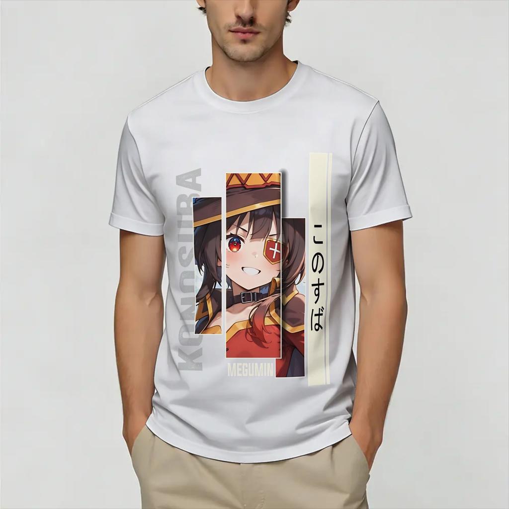 Casual T Shirt Summer Megumin KonoSuba Fashion TShirts Pure Cotton Tee Shirt for Unisex Casual Cheap Print Short Sleeve Clothes