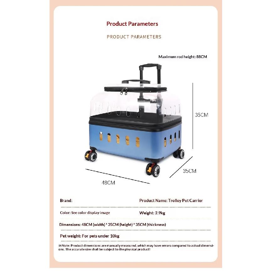 Dog Cat Transparent Bubble Carrier Airline Approved Hard Shell Portable Rolling Luggage Travel Case Dog Stroller Dog Car
