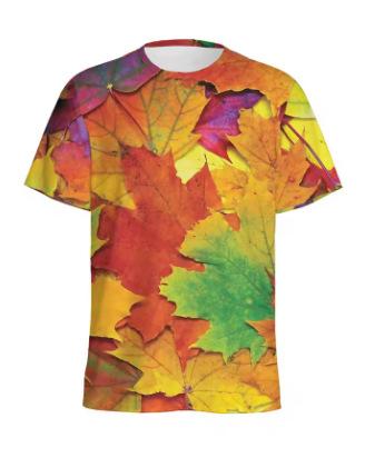 All-over Maple Leaf Print Short-sleeve T-shirt, Stylish Casual Essential.