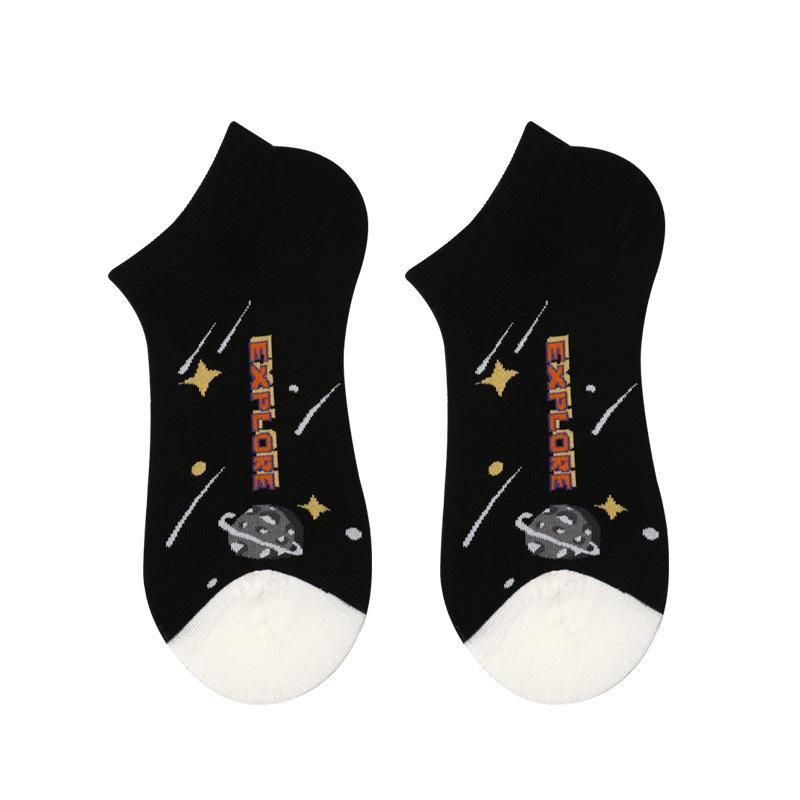 5 Pairs of Women's Spring and Summer Trendy Cartoon Breathable Shallow Short Boat Socks