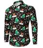 2022 European & American Men's Santa Claus Print Long Sleeve Casual Shirt - 18 Colors