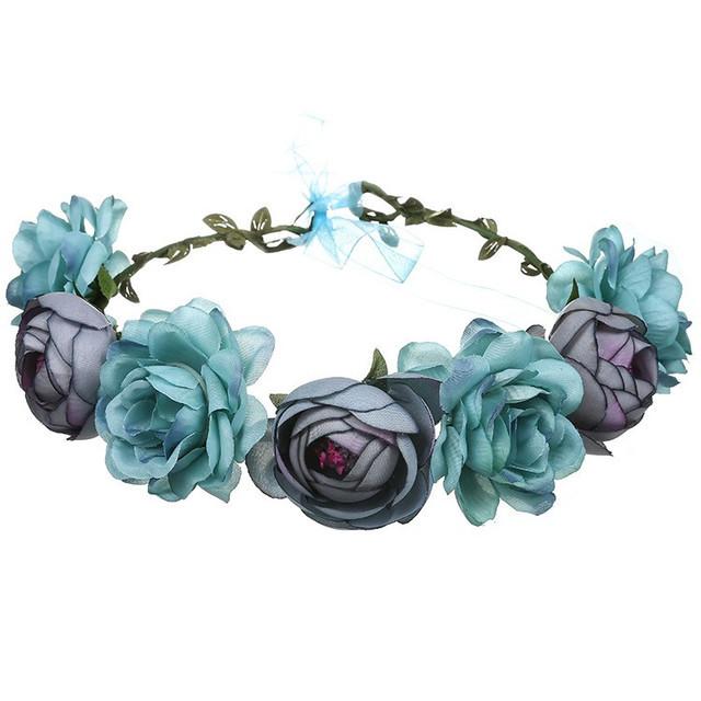 Women Girls Flower Headband Bride Flower Crown Hairband Hair Accessories Wedding Party Spring bohemia Wreath Headpiece Headwear