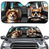 [Cute Pet Who Can Drive] Car Sunscreen Visor Front Gear Animal Driving Printed Aluminum Foil Folding Light Baffle