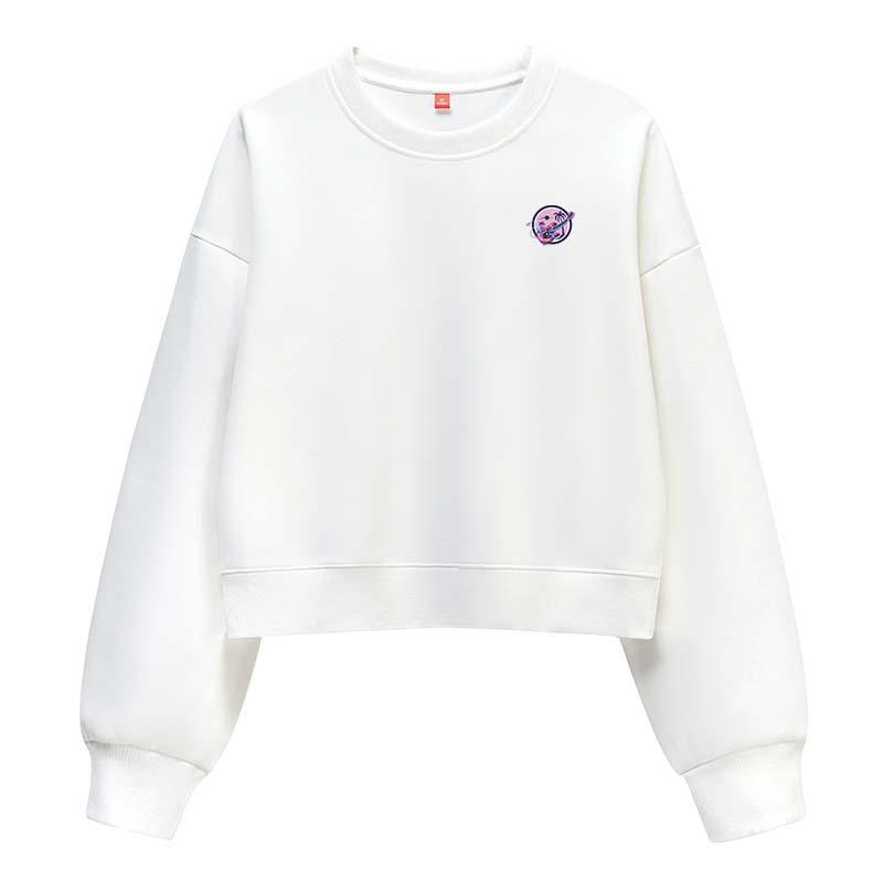 

Women s Korean-Style Casual Minimalist Pullover Hoodie Long-Sleeve Loose Solid Color Crew Neck Top S білий