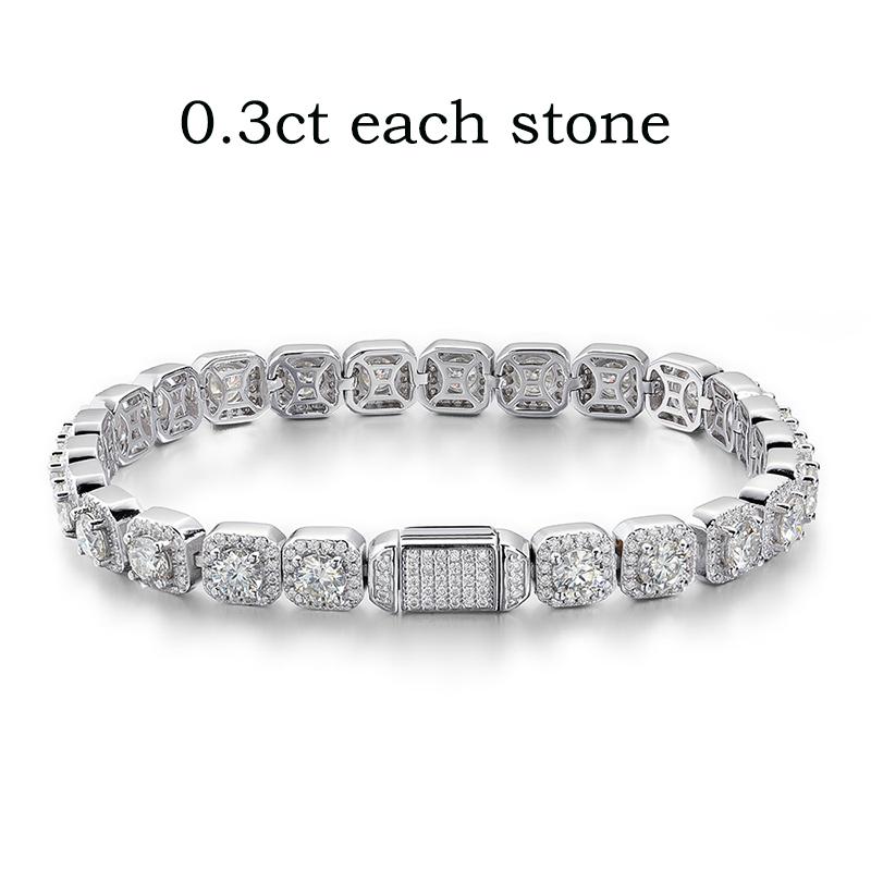 

Smyoue 4/5/6.5mm Full Diamond 100% Real Moissanite Bracelets for Men Women Classic Luxury Bangles Pure 925 Silver Chain 15CM