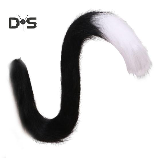 

Косплей Поддельный кошачий хвост Мягкий нечеткий плюш контрастного цвета с металлической булавкой Фиксированная производительность Клубные танцевальные костюмы Опора Искусственный хвост C