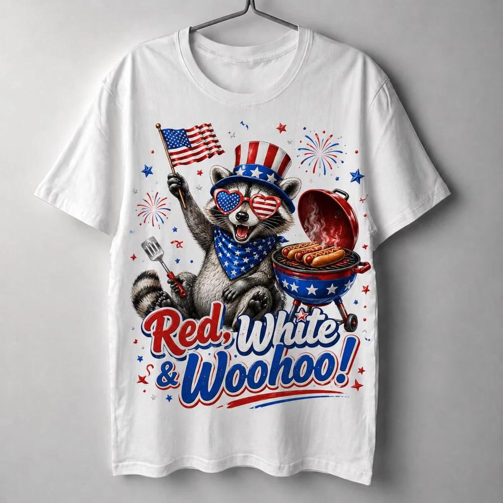 Patriotic Raccoon Tshirt Independence Day 4th Of July Usa Flag S