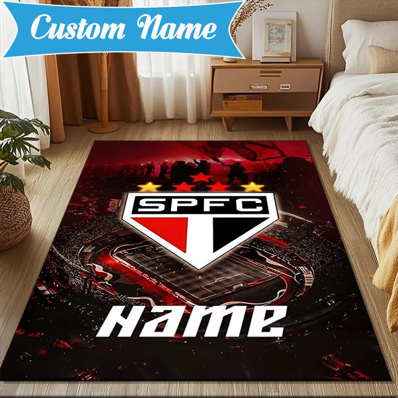 Custom Name SPFC Stars Stripes Rug Game Carpet, Floor Mat for Bedroom Living Room Entryway Rug, Home Decor Idea Gift for Christmas birthday