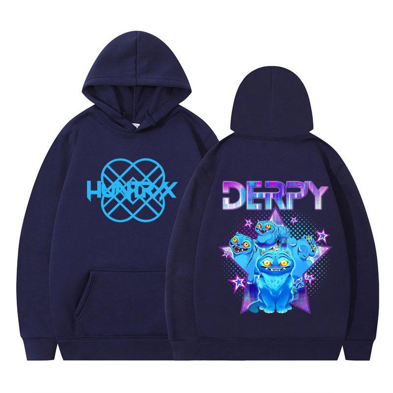 KPop Demon Hunter Derpy Cartoon Hooded Sweatshirt Men Women Korean Fashion Casual Clothing Hoodie Winter Oversized Pullover Tops