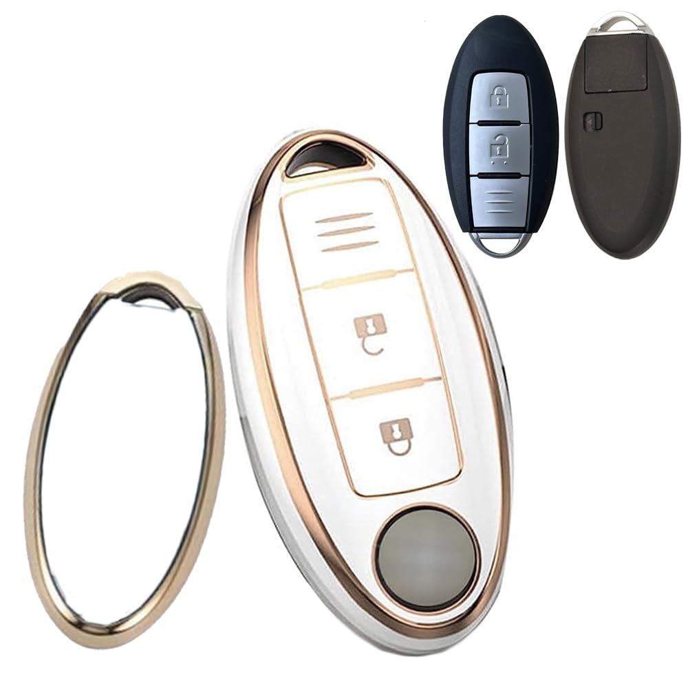 

ONTTO Чехол для смарт-ключа, посвященный Nissan, Чехол для ключа, Держатель для ключа, Силикон, Nissan, March, Days, белый