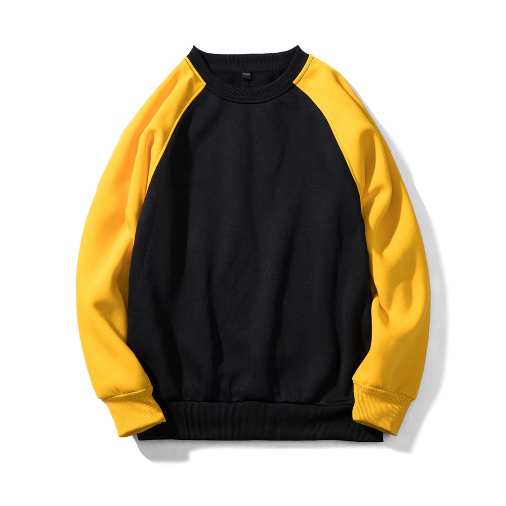 Sweatshirt Men Retro Style Trend Solid Colour Insert Colour Round Neck Sweater Spring and Autumn Long-sleeved Pullover Shirt