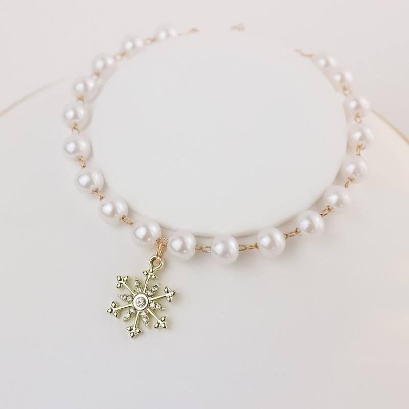 Pet Collar Cats Dogs Bell Pearl Necklace Star Snowflake Rhinestone Charm Small Medium Large Pets