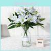 Flower Lily Silk Stems For Home Office Decor Gift For Valentines Day Party Christmas