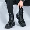Mode Eckiger Zeh Business Herren Klassische Retro Cowboy Stiefel Herren Mode Leder Westernstiefel Herren Kurze Stiefel High-Top Freizeitschuhe