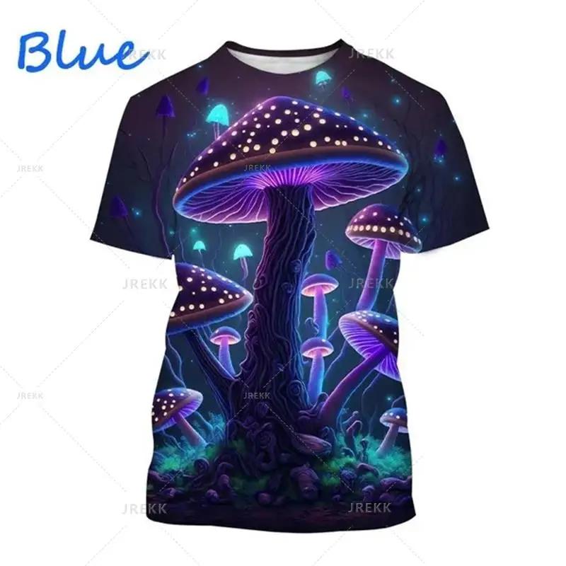 Mushroom 3D Printed T Shirt Plant Pattern Round Neck Short Sleeve Forest Fashion Casual Unisex Tops Tshirt High Quality T Shirt