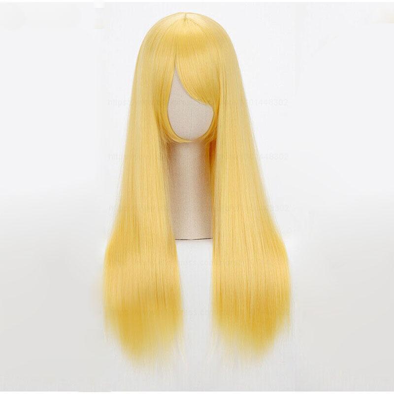 Alice Cosplay Pruik Alice in Wonderland Cosplay Lang Steil Citroengeel Gouden Hittebestendig Haar Haar Pruiken Halloween One Size beige