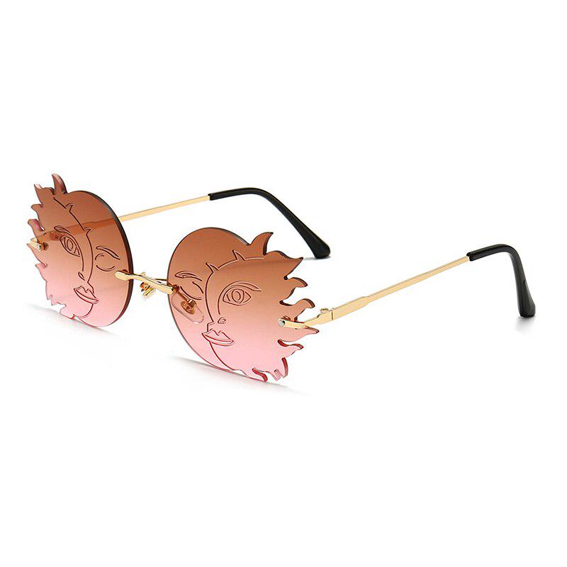 SHAUNA Fashion Rimless Sun Moon Sunglasses Women Candy Colors Smiling Face Gradient Shades Men UV400