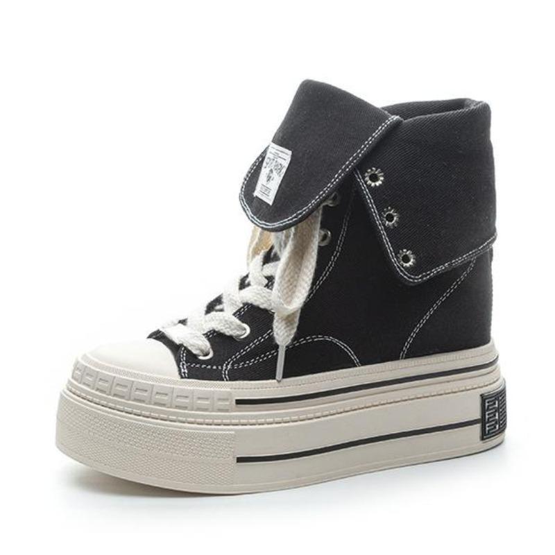 Fashion 12CM High Brand Skateboard Breathable Heightening Shoes Denim Women Fashion Spring Ankle Boot High Brand Platform Wedge Autumn
