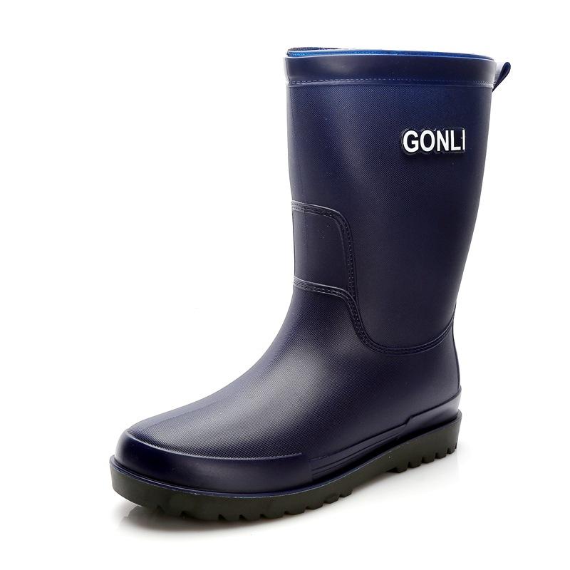 New Rain Shoes Men's Water Shoes Rubber Shoes Rain Boots High Tube Full Beef Tendon Sole Non-slip, Waterproof and Oil-proof Chef Shoes