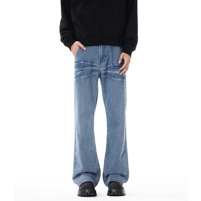Spring and Autumn New American High Street Micro-Roll Jeans Men's Retro Water Washed Casual Pants