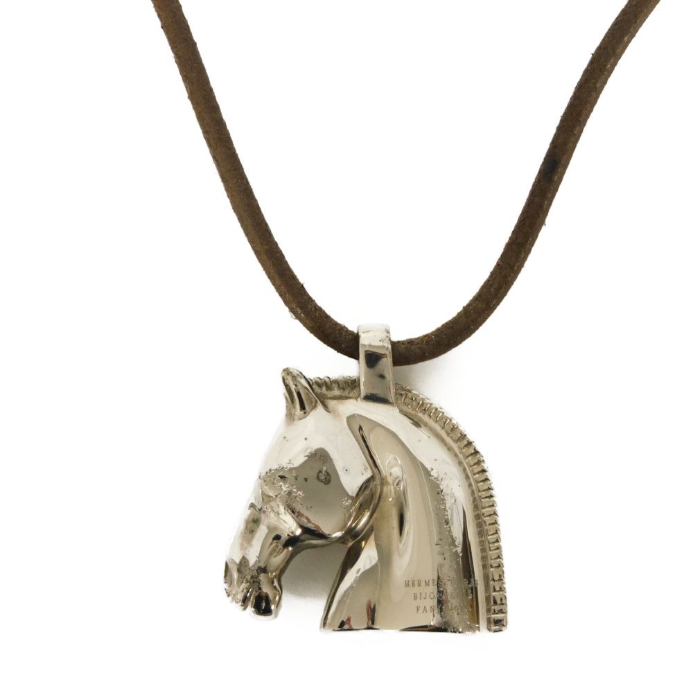 

Used 9212 Cheval Head Pendant 7984 Horse Calfskin Leather Cord Brown Hose Silver Unisex from Japan AUTHENTIC