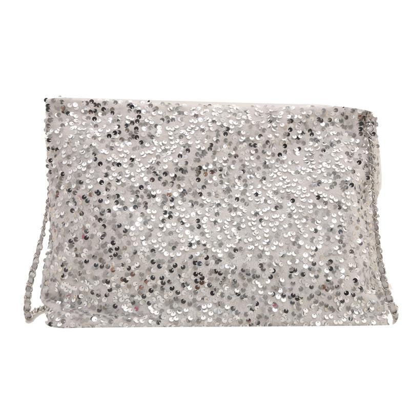 Stylish Korean Style Large Capacity Chic Chain Tote Bag For Women In Black White Silver