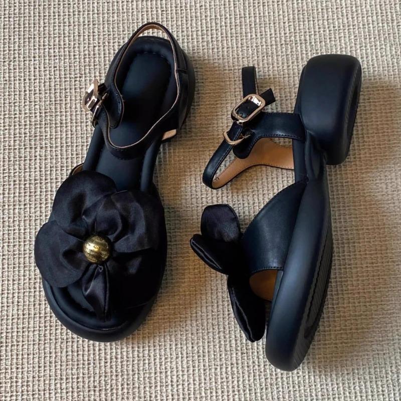 Mode Mittelhohe Absätze Damen Sandalen Sommer Blume Absatzschuhe Designer Klassische Slipper 2025 Neue Mode Schnalle Pumps Lässige Sandalen Damen