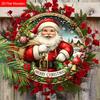 2D Flat 1pc Christmas “Santa Claus with A Bag” Logo Wooden Sign Decoration, Front Door Wall Decoration, Suitable for Home Offices, Garden Courtyards