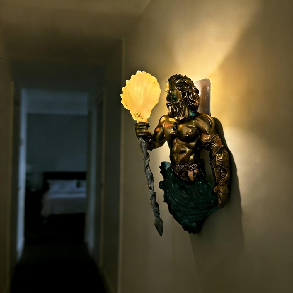 Mermaid Wall Lamp Resin Creative Bedroom Lamp Window Decoration Door Decoration Halloween Home Ocean Style Ornament