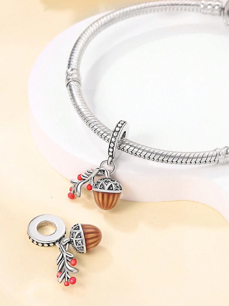 Charms Plata Autumn Pumpkin Ginkgo Mushrooms Beads Copper Plated Fit Copperoriginal Bracelet For Jewelry Making Diy Charm