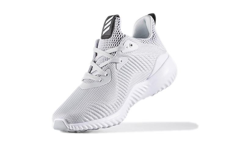 Adidas AlphaBounce Comfortable Round Toe Abrasion Resistant Low top Kids' Running Shoes Gray White BB7094