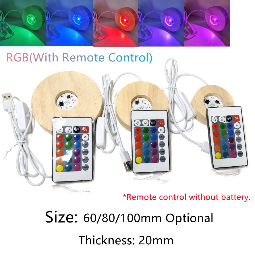 USB Switch Desktop Decorative Lights Dimmable Wooden Colorful Gradient Remote Control Light Base Display Light Support Ornament